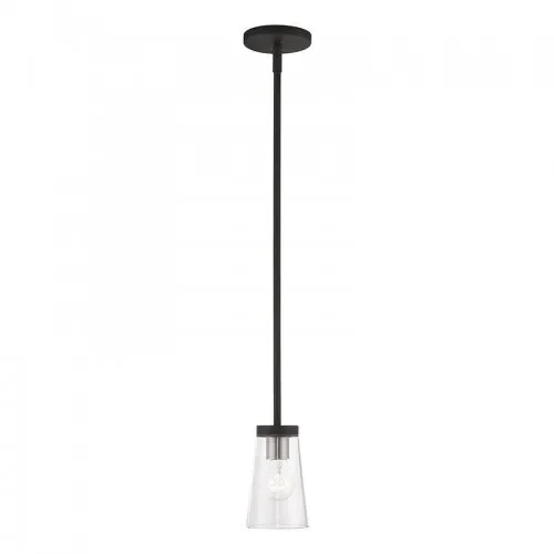 1 Light Black with Brushed Nickel Accents Mini Pendant