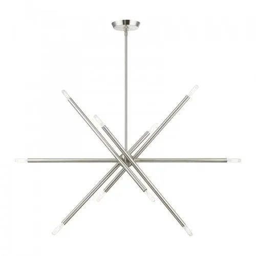 10 Light Brushed Nickel Linear Chandelier