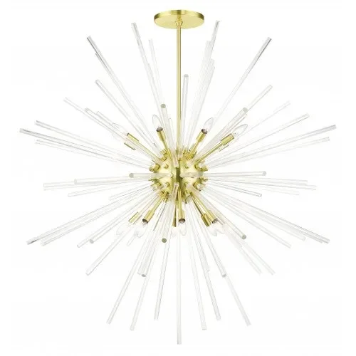 16 Light Satin Brass Foyer Pendant Chandelier