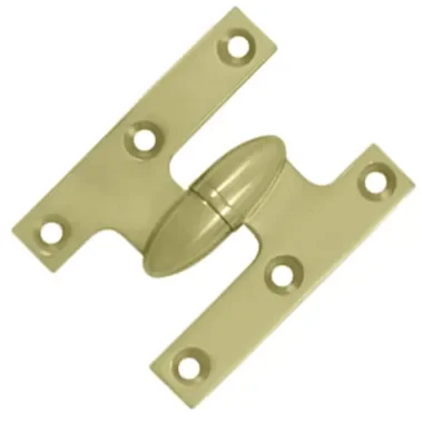 2 1/2 Inch x 2 Inch Solid Brass Olive Knuckle Hinge (Unlacquered Brass Finish)