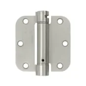 3 1/2 Inch x 3 1/2 Inch Steel Spring Hinge (5/8 Radius Corner, Brushed Nickel Finish)