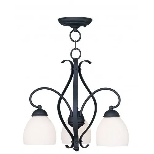 3 Light Black Convertible Chandelier / Semi Flush