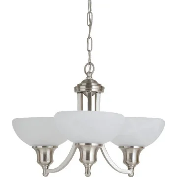 3 Light ChandelierBrushed Nickel Incandescent Alabaster Glass