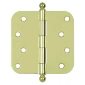 4 Inch x 4 Inch Ball Tip Steel Hinge (Polished Brass Finish)
