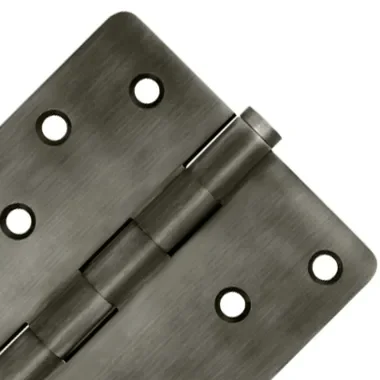 4 Inch X 4 Inch Solid Brass Zig-Zag Hinge (1/4 Radius Corner, Antique Nickel Finish)