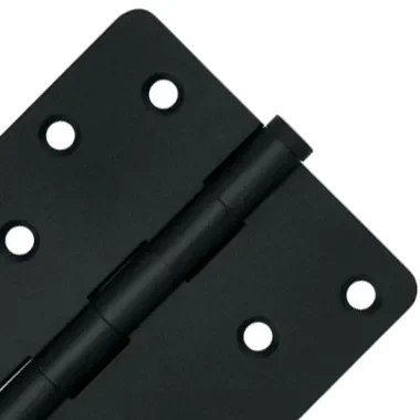 4 Inch X 4 Inch Solid Brass Zig-Zag Hinge (1/4 Radius Corner, Paint Black Finish)