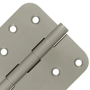4 Inch X 4 Inch Solid Brass Zig-Zag Hinge (5/8 Radius Corner, Brushed Nickel Finish)