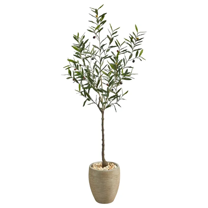 5.5′ Olive Artificial Tree in Sand Colored Planter