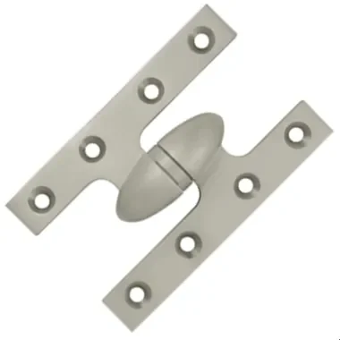 5 Inch x 3 1/4 Inch Solid Brass Olive Knuckle Hinge (Brushed Nickel Finish)