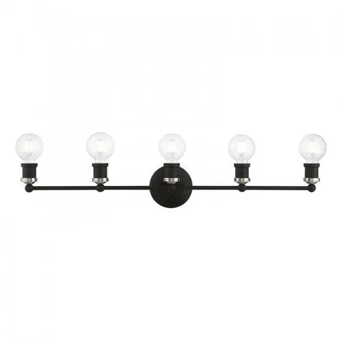 5 Light Black with Brushed Nickel Accents ADA Large Vanity Sconce
