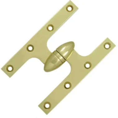 6 Inch x 4 Inch Solid Brass Olive Knuckle Hinge Polished Brass Finish
