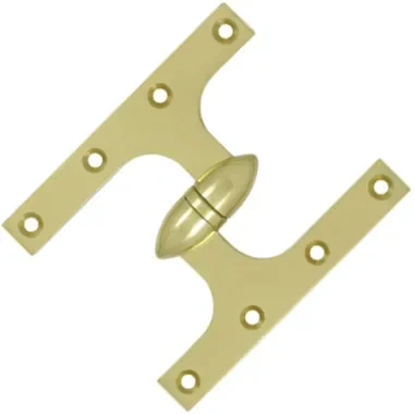 6 Inch x 5 Inch Solid Brass Olive Knuckle Hinge Polished Brass Finish