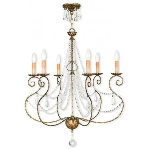 6 Light European Bronze Chandelier