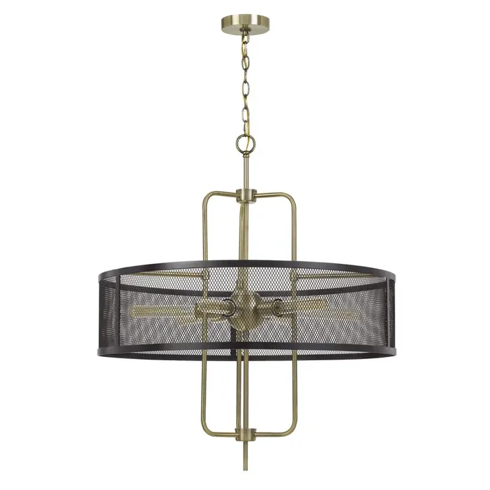60W X 6 LEIDEN METAL CHANDELIER WITH MESH SHADE (EDISON BULBS ARE NOT INCLUDED)