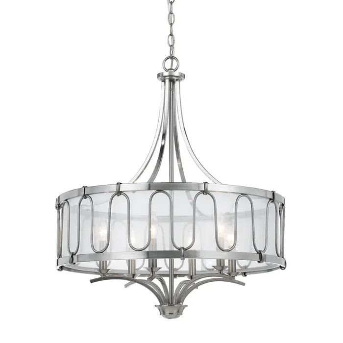 60W X 6 VINCENZAMETAL CHANDELIER WITH TRASPARENT FABRIC SHADE