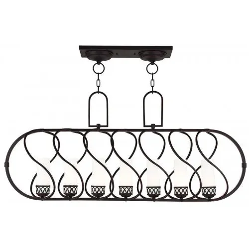 7 Light Olde Bronze Linear Chandelier