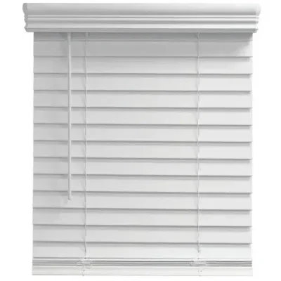 71×72 Inch White 2 Inch Faux Wood Horizontal Blind