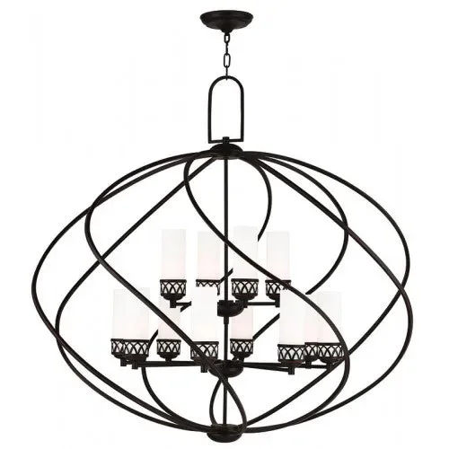8 Light + 4 Light Old Bronze Foyer Chandelier