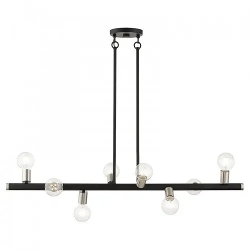 8 Light Black Large Chandelier with Brushed Nickel Accents