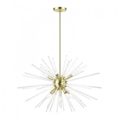 9 Light Satin Brass Large Pendant Chandelier