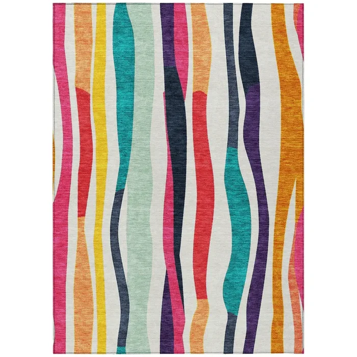 Addison Chantille ACN2188 Stripes Machine Made Transitional Ivory Rug