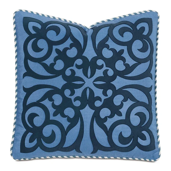 AHOY LASERCUT DECORATIVE PILLOW IN BLUE