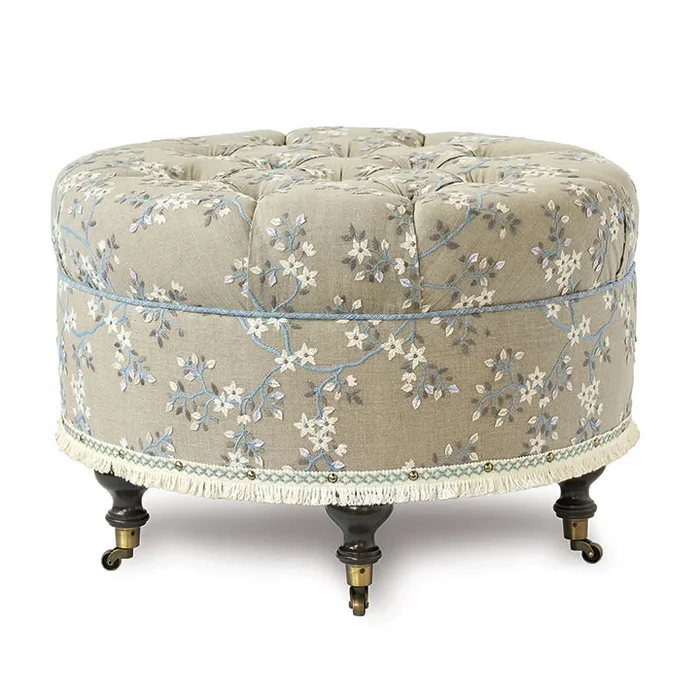 AMBERLYNN EMBROIDERED OTTOMAN