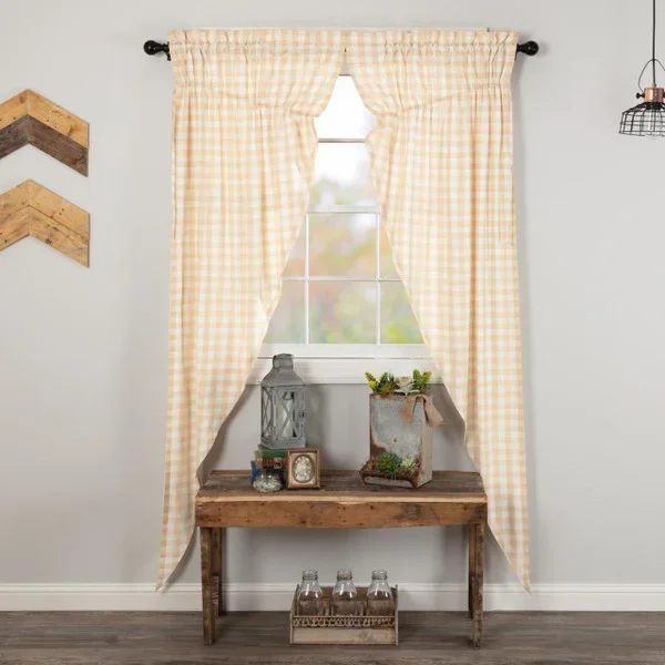 Annie Buffalo Tan Check Prairie Long Curtains