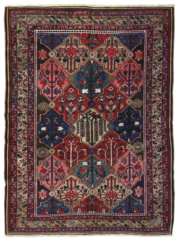 Antique Bakhtiari Handwoven Tribal Rug, J67542