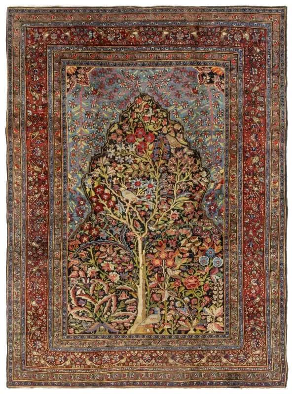 Antique Bakhtiari Prayer Handwoven Tribal Rug, J76398