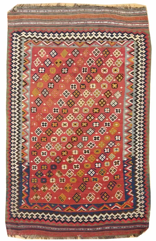 Antique Qashqai Kilim Handwoven Tribal Rug, 48374