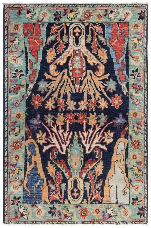 Arabesque Bijar Handwoven Tribal Rug, J71217
