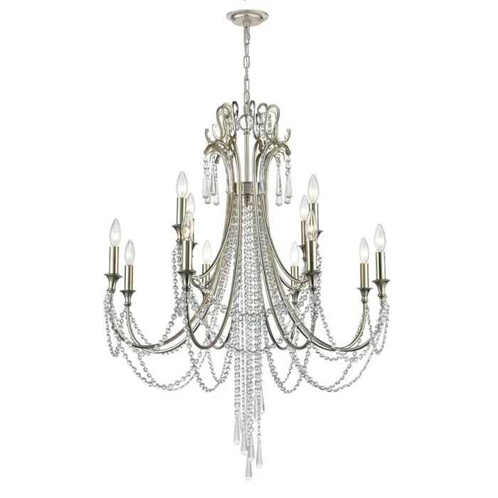 Arcadia 12 Light Antique Silver Chandelier