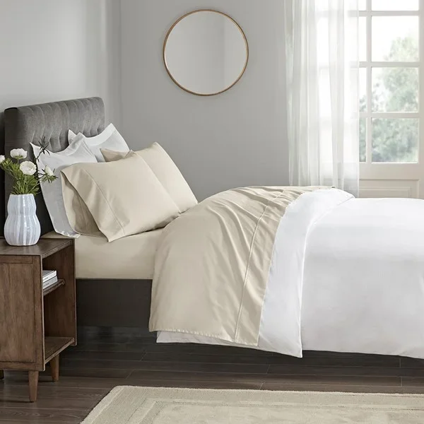 Beautyrest 400 Thread Count Wrinkle Resistant Cotton Sateen Sheet Set in Ivory, Queen BR20-0975