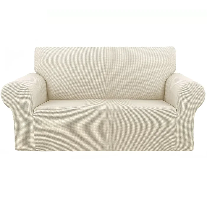 Beige 2-Piece Set Slipcover Sofa & Loveseat Cover Protector 4-Way Stretch Elastic