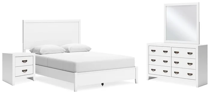 Binterglen Queen Panel Bed with Mirrored Dresser and Nightstand