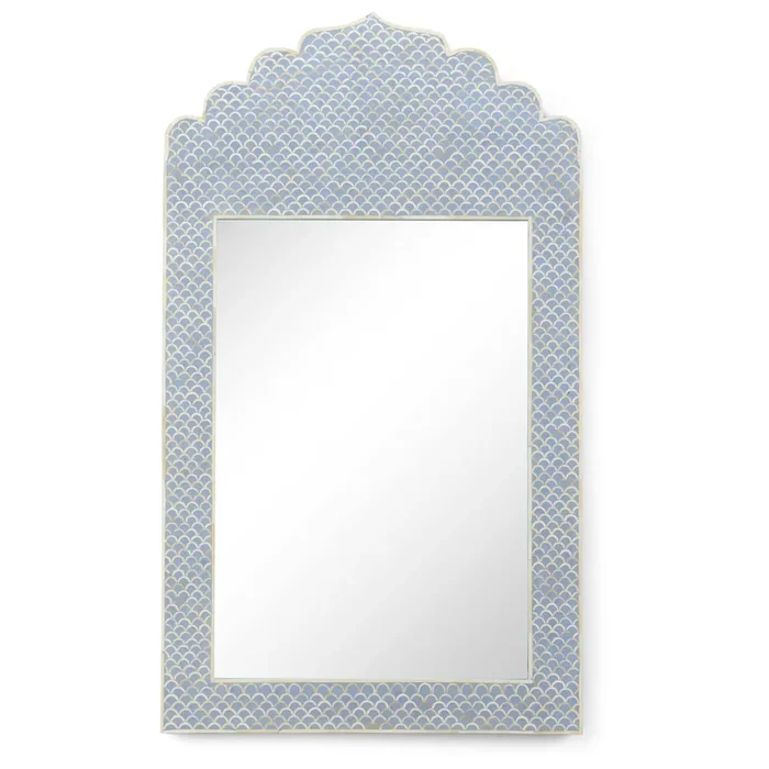 Blue and Cream Bone Fish Scale Mirror