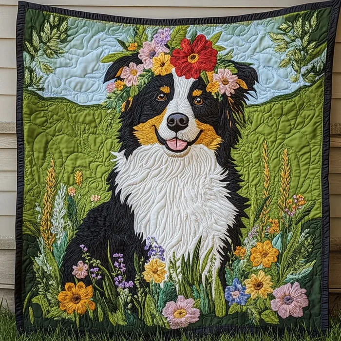 Border Collie Garden WP2204080CL Quilt