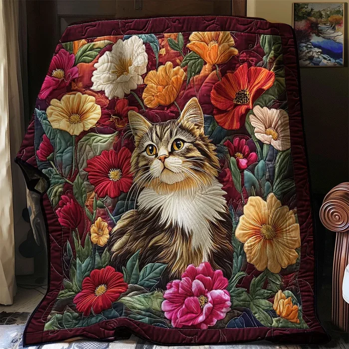 Botanical Beauty Cat WJ0907005CL Quilt