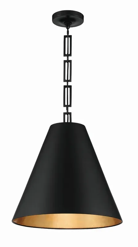Brian Patrick Flynn Alston 3 Light Matte Black + Antique Gold Chandelier