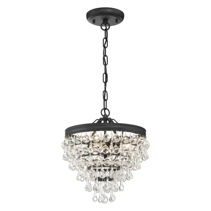 Calypso 3 Light Matte Black Mini Chandelier
