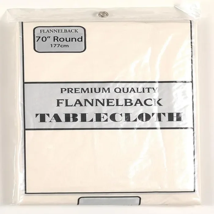 Carnation Home Fashions 70 Round, Vinyl Tablecloth with Polyester Flannel Backing – 70×70″