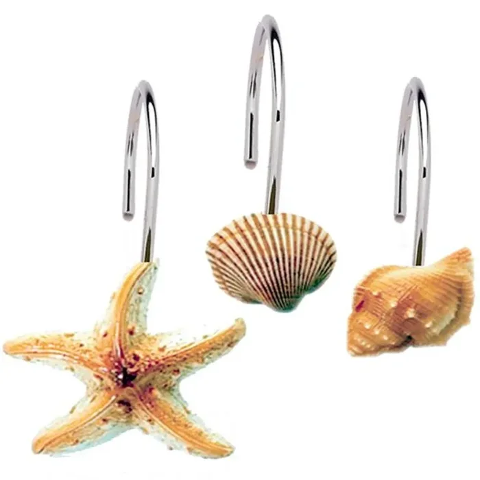 Carnation Home Fashions “Scuba Jewels” Resin Shower Curtain Hooks – Multi 1.5×1.5″