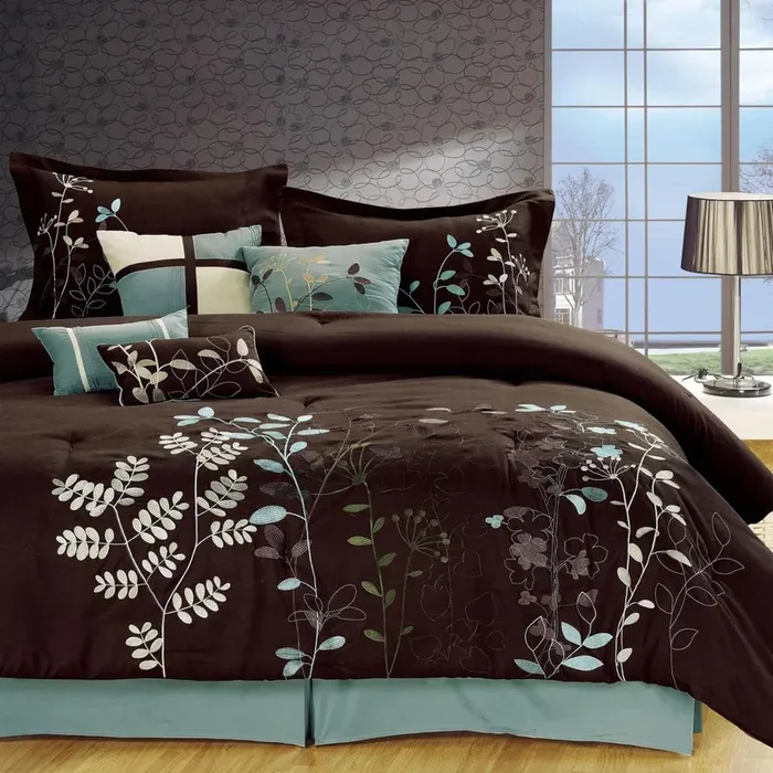 Chic Home Bliss Garden Brown Comforter Bed In A Bag Set – Queen 8 Piece