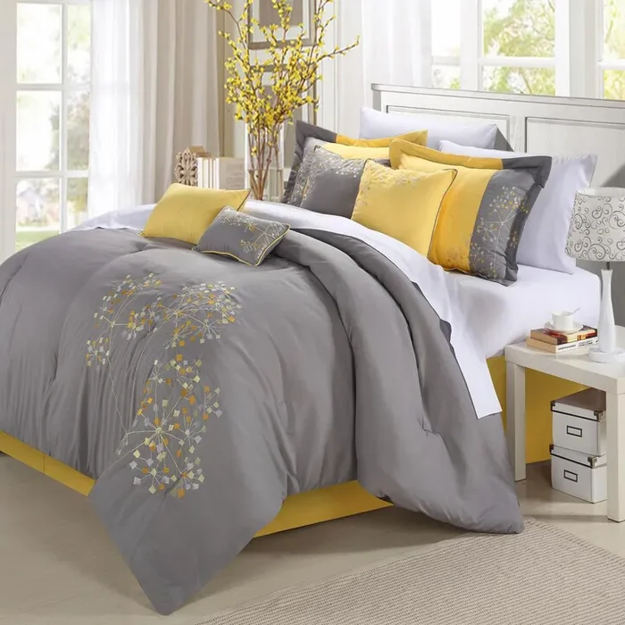 Chic Home Pink floral Bed In A Bag Comforter Set – 8-Piece – Queen 90×90″, Yellow