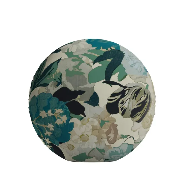 Circular Throw Pillow in Garden Tea Time – Blue Haze