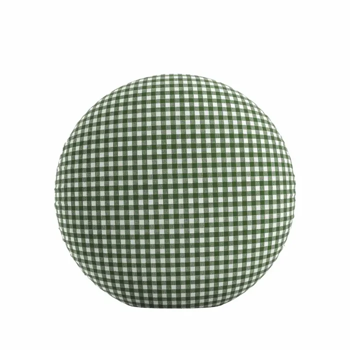 Circular Throw Pillow in Gingham – Fir
