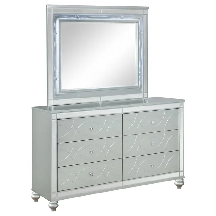 Coaster Furniture Gunnison 223213M 6-Drawer Dresser with Mirror – Silver Metallic