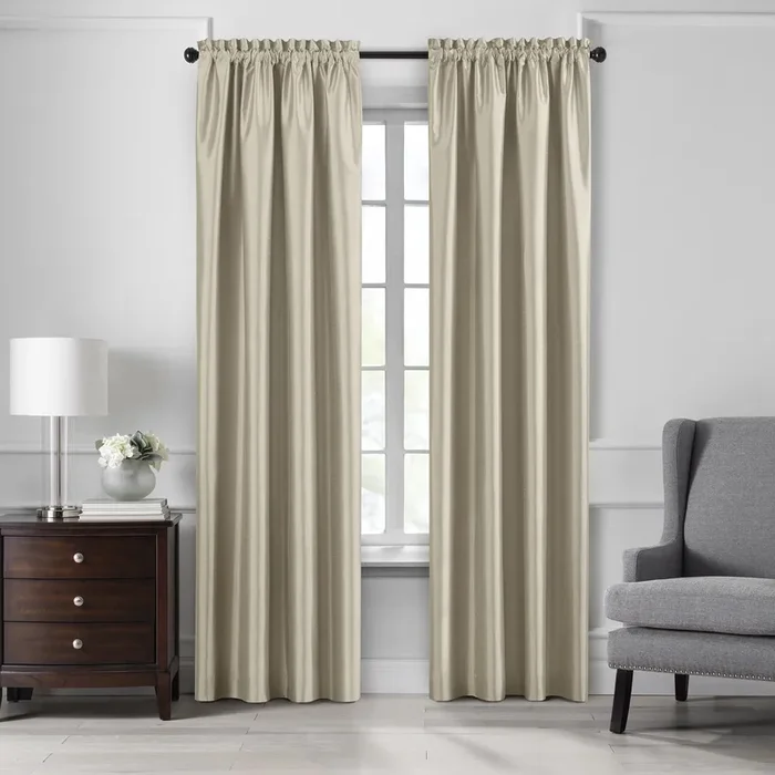 Colette Faux Silk Blackout Window Curtain & Scallop Valance