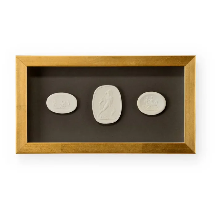 Contemporary Gold Leaf Intaglio Shadowbox Decor